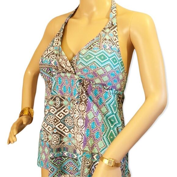 Mossimo NWT Geometric Print Tankini Top M - Picture 1 of 10